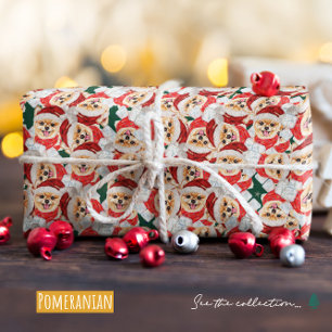 Lustiges Pomeranian-Weihnachtsmuster Geschenkpapier