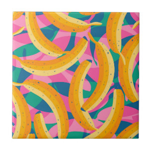 Lustiges Pop-Art-Bananenmuster. Fliese