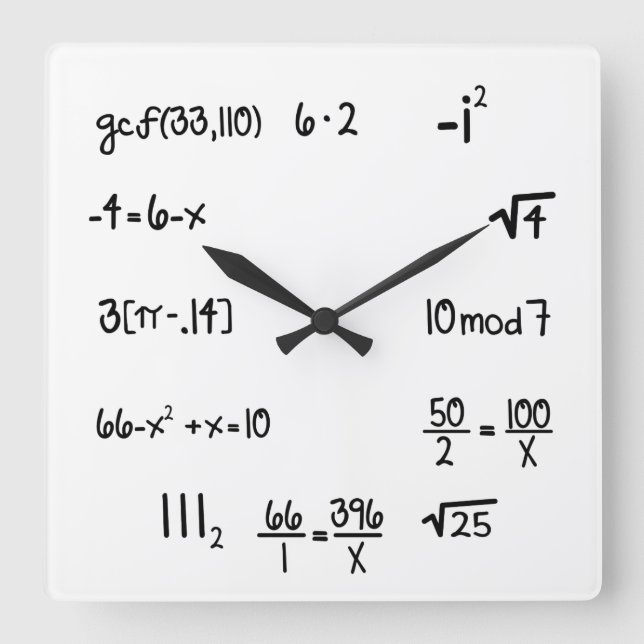 Lustiges Pop-Quiz-Mathe-Genie Quadratische Wanduhr (Vorderseite)
