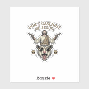Lustiges Possum Jesus Vintage Gravur Shirt Design_ Aufkleber