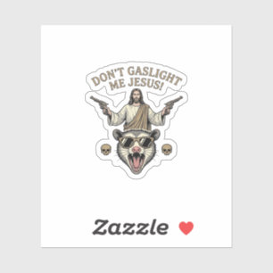 Lustiges Possum Jesus Vintage Gravur Shirt Design_ Aufkleber