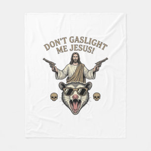 Lustiges Possum Jesus Vintage Gravur Shirt Design_ Fleecedecke