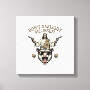 Lustiges Possum Jesus Vintage Gravur Shirt Design_ Leinwanddruck