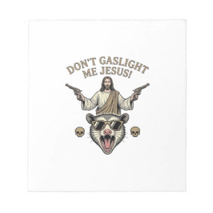 Lustiges Possum Jesus Vintage Gravur Shirt Design_ Notizblock