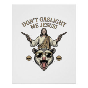 Lustiges Possum Jesus Vintage Gravur Shirt Design_ Poster