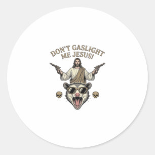 Lustiges Possum Jesus Vintage Gravur Shirt Design_ Runder Aufkleber