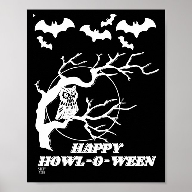 lustiges Poster "HAPPY HOWL-O-WEEN" (Vorne)