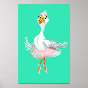 Lustiges Poster mit Ballerina-Ente - Malerei