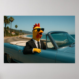 Lustiges Poster mit Gummihuhn