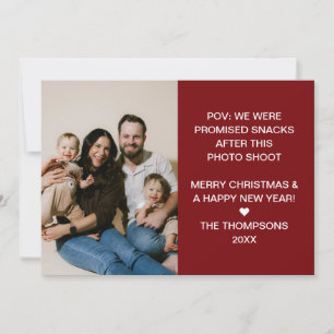 Lustiges POV Versprochene Snacks Familienfoto Weih Feiertagskarte