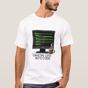 Lustiges Programmierer-Pixel Kunst Kaffee in Code  T-Shirt