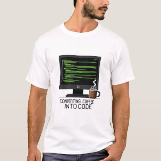 Lustiges Programmierer-Pixel Kunst Kaffee in Code  T-Shirt