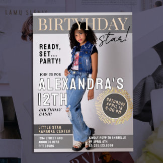 Lustiges Promi-Magazin-Cover-Zeitung Bday-Foto Einladung