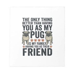 Lustiges Pug-Familienfreund Vintage-Engraving-Shir Notizblock