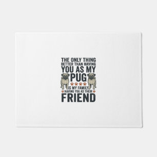 Lustiges Pug-Familienfreund Vintage-Gravur-Shirt D Fußmatte
