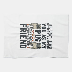 Lustiges Pug-Familienfreund Vintage-Gravur-Shirt D Geschirrtuch