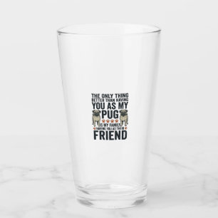 Lustiges Pug-Familienfreund Vintage-Gravur-Shirt D Glas