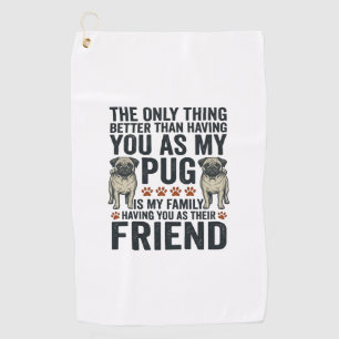 Lustiges Pug-Familienfreund Vintage-Gravur-Shirt D Golfhandtuch