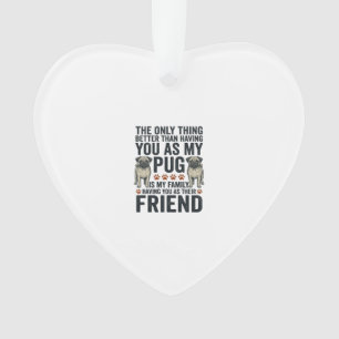 Lustiges Pug-Familienfreund Vintage-Gravur-Shirt D Ornament