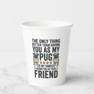 Lustiges Pug-Familienfreund Vintage-Gravur-Shirt D Pappbecher