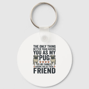 Lustiges Pug-Familienfreund Vintage-Gravur-Shirt D Schlüsselanhänger