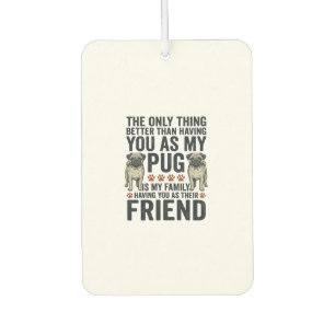 Lustiges Pug-Familienfreund Vintage Gravur T-Shirt Autolufterfrischer
