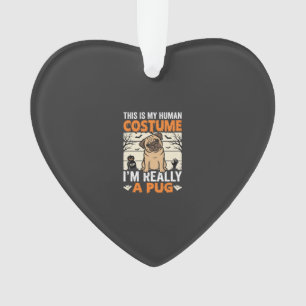 Lustiges Pug Halloween Kostüm Design für Menschen Ornament