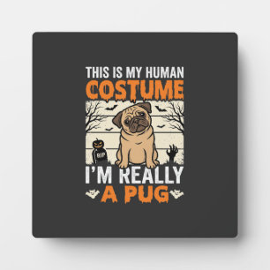 Lustiges Pug Halloween Kostümdesign für Menschen Fotoplatte