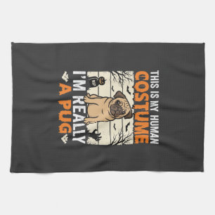 Lustiges Pug Halloween Kostümdesign für Menschen Geschirrtuch