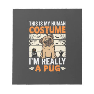 Lustiges Pug Halloween Kostümdesign für Menschen Notizblock
