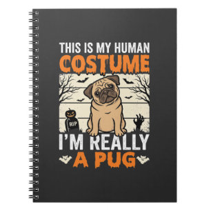 Lustiges Pug Halloween Kostümdesign für Menschen Notizblock