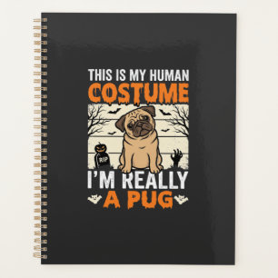 Lustiges Pug Halloween Kostümdesign für Menschen Planer