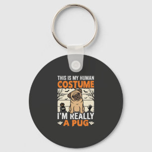 Lustiges Pug Halloween Kostümdesign für Menschen Schlüsselanhänger