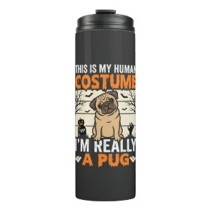 Lustiges Pug Halloween Kostümdesign für Menschen Thermosbecher