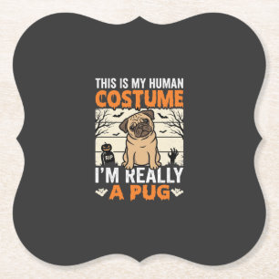 Lustiges Pug Halloween Kostümdesign für Menschen Untersetzer