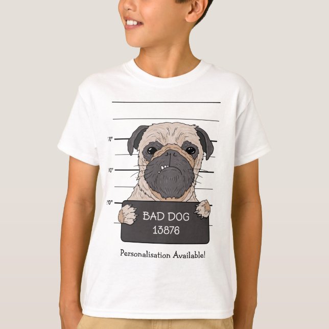 Lustiges Pug-Mugshot  T-Shirt (Vorderseite)