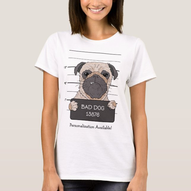 Lustiges Pug-Mugshot  T-Shirt (Vorderseite)
