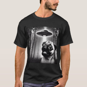 Lustiges Pug-Selfie mit UFOs-Meme-Alien-Grafik Wei T-Shirt