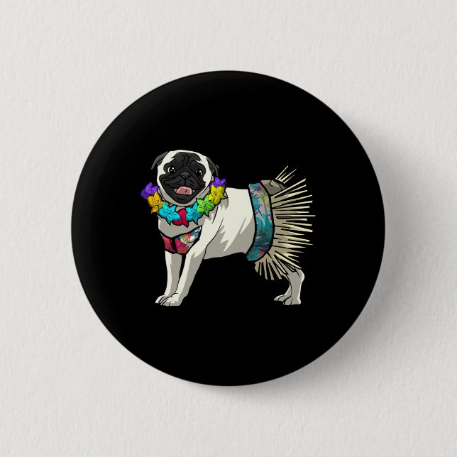 Lustiges Pug-Shirt - Hula-Tänzer Hawaii-Geschenke  Button (Vorderseite)