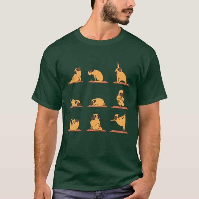 Lustiges Pug-Yoga T-Shirt (Vorderseite)