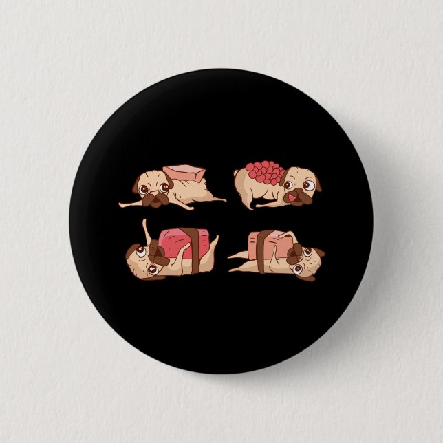 Lustiges Pugs Foodie Design Button (Vorderseite)