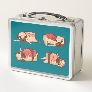 Lustiges Pugs Foodie Design Metall Brotdose