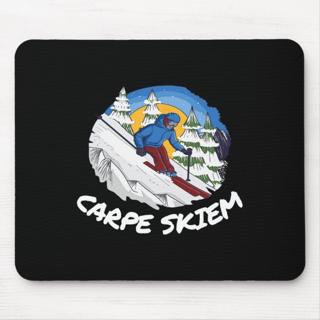 Lustiges Pulverschifahren Carpe Skiem  Mousepad (Vorne)