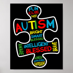 Lustiges Puzzle-Teil-Wort zum Monat der Autismusau Poster