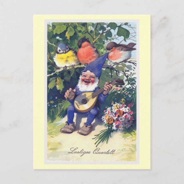 "Lustiges Quartett" Vintage German Postkarte (Vorderseite)
