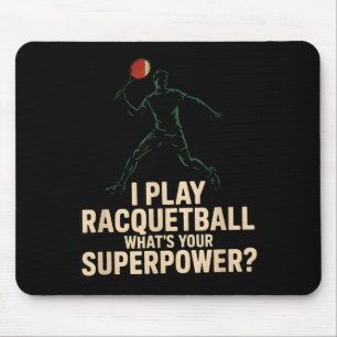 Lustiges Racquetball-Superkraft-Retroplakat mit de Mousepad