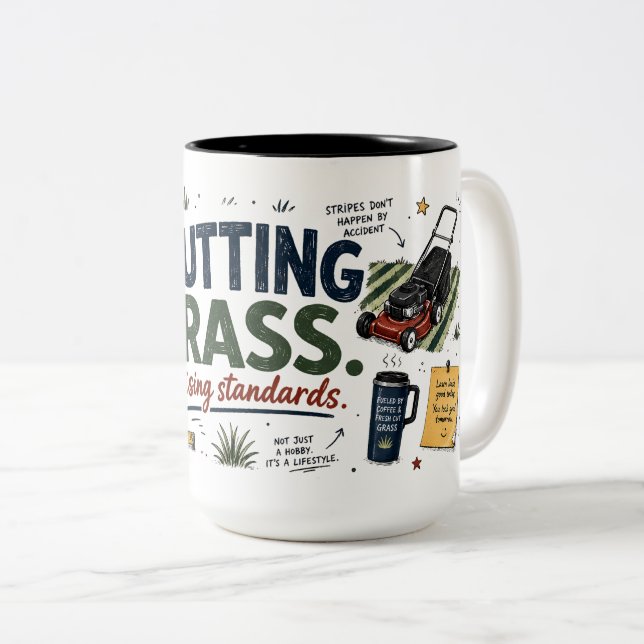 Lustiges Rasengeschenk Tasse mit Spruch (VorderseiteRechts)