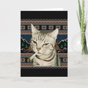 Lustiges rauchendes Katzen-Meme-Weihnachten-Hässli Karte