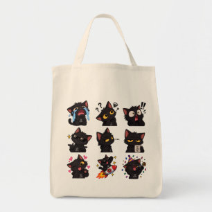 Lustiges Reaktions-Sticker-Pack mit schwarzer Katz Tragetasche