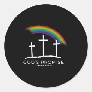 Lustiges Regenbogen-Christus-Kreuz - Christliches Runder Aufkleber